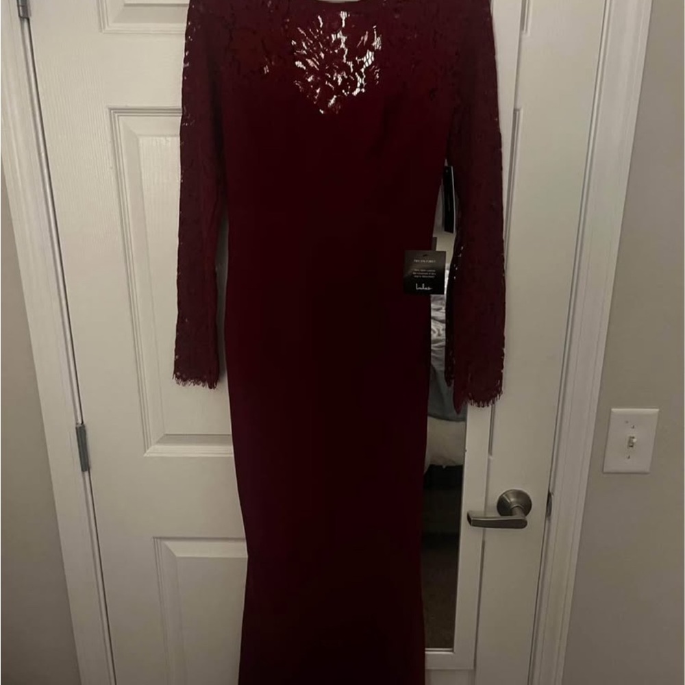 Lulu's Burgundy Lace Long Sleeve Dress